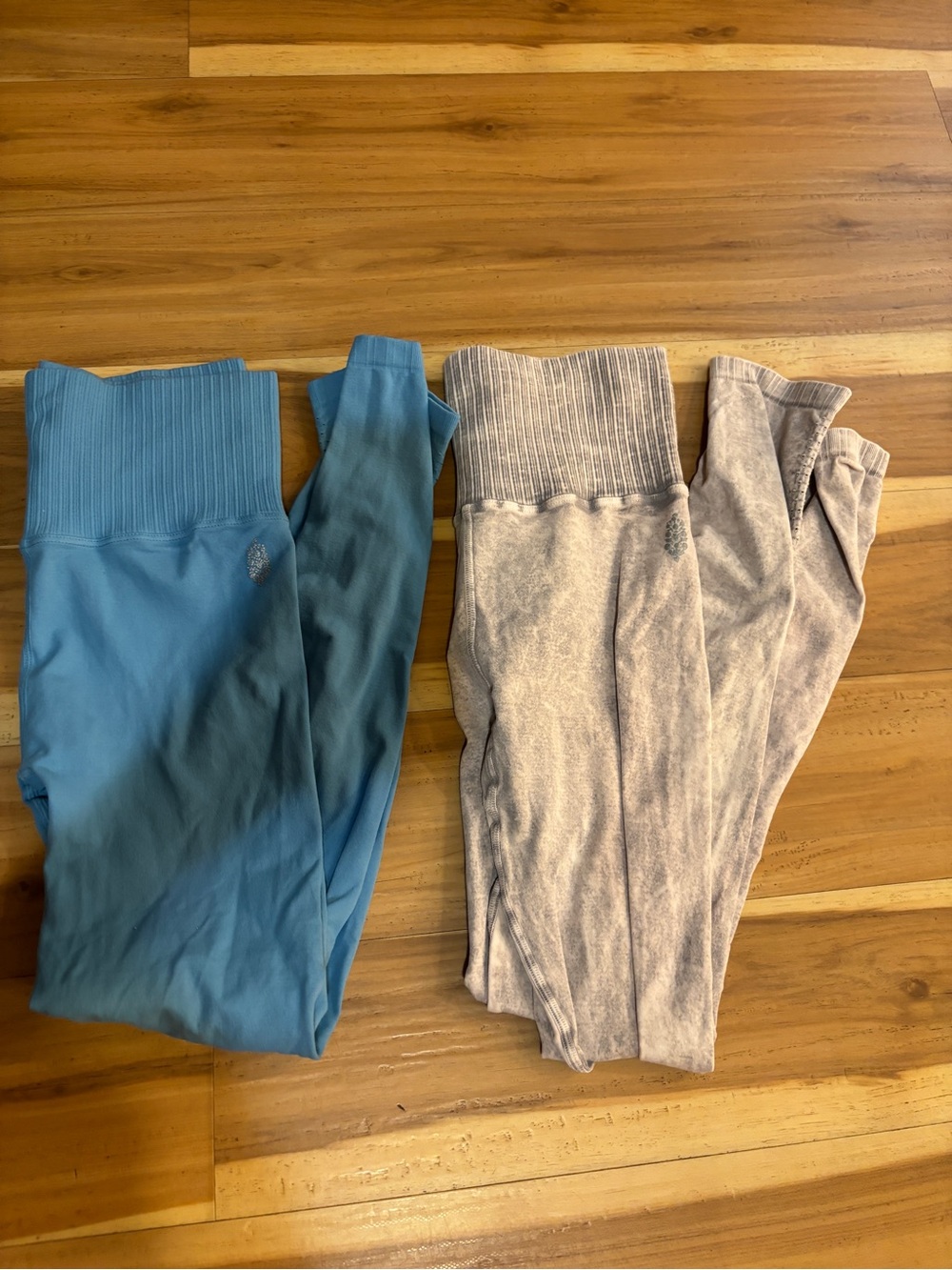 Free People Movement Rib Waist Active Leggings - Blue and Light Gray
